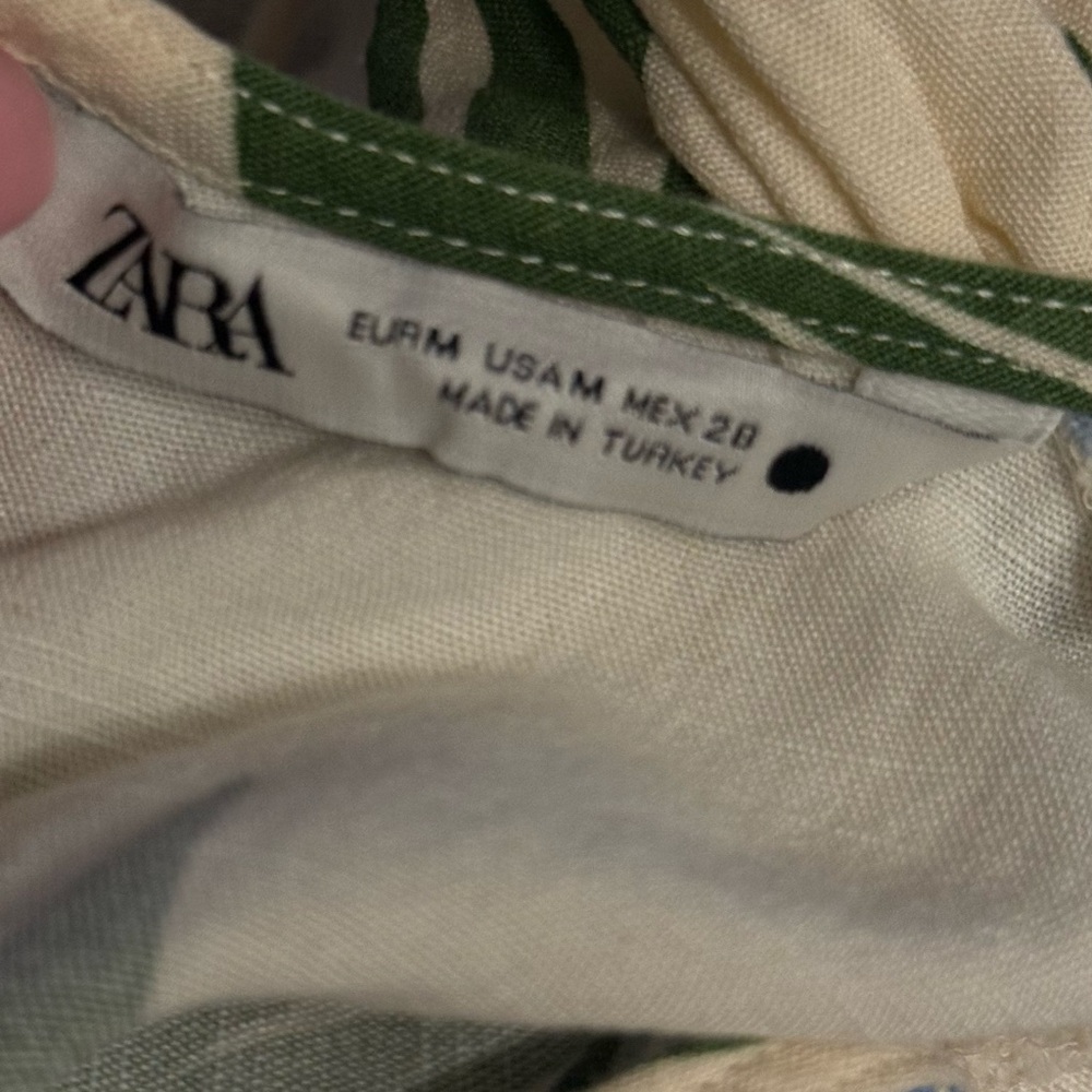 Zara Cream Backless Dress with Green and Blue Floral Design Medium - Picture 5 of 7